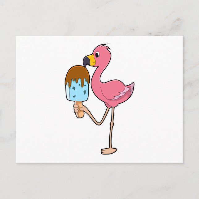 Postal Flamingo con Popsicle (Anverso)