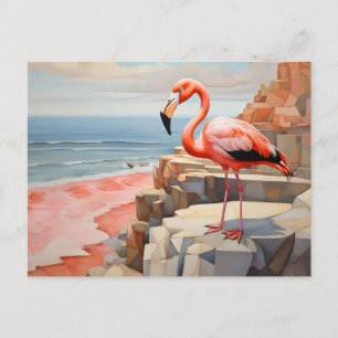 Postal flamingo cubista