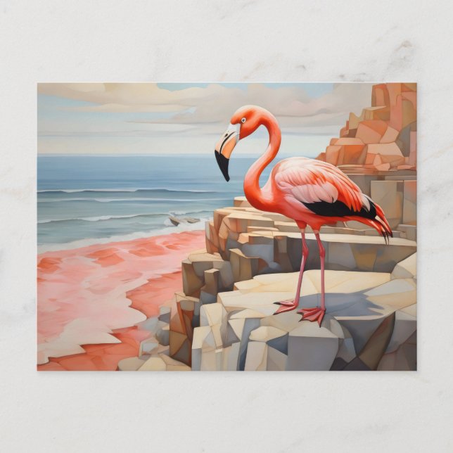 Postal flamingo cubista (Anverso)