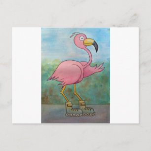 Postal Flamingo de flameado de patinaje sobre patinaje de