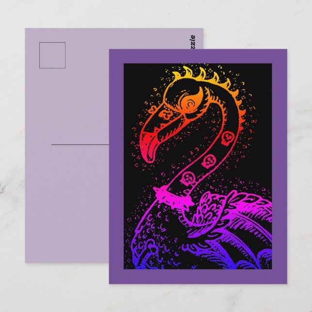 Postal FLAMINGO DE ROCKER DE PUNK DE gótico, HERRAMIENTAS (Anverso / Reverso)