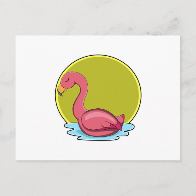 Postal Flamingo en agua con sol (Anverso)