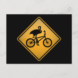Postal Flamingo en bicicleta