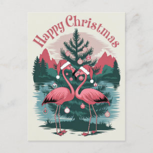 Postal Flamingo Happy Navidades