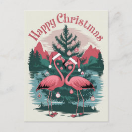 Postal Flamingo Happy Navidades