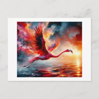 Postal Flamingo in a Fiery Flight,