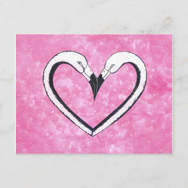 Postal Flamingo Kiss Heart, love gifts (Anverso)