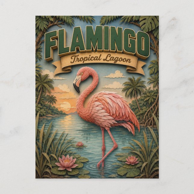 Postal Flamingo Laguna Tropical POPCUT (Anverso)