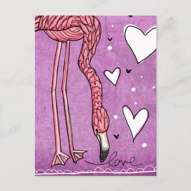 Postal flamingo love (Anverso)
