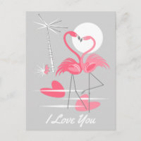 Flamingo Love I Love You postcard
