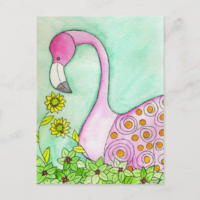 Postal Flamingo rosa (Anverso)