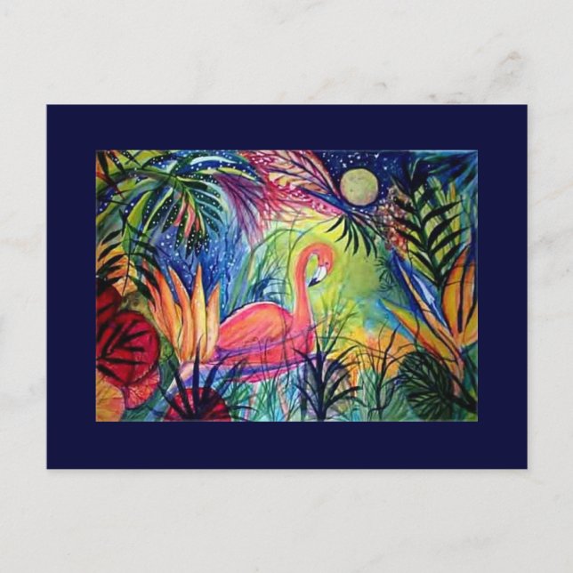 Postal Flamingo rosa (Anverso)