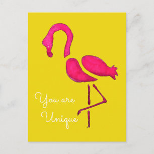 Postal Flamingo rosa arte pop único