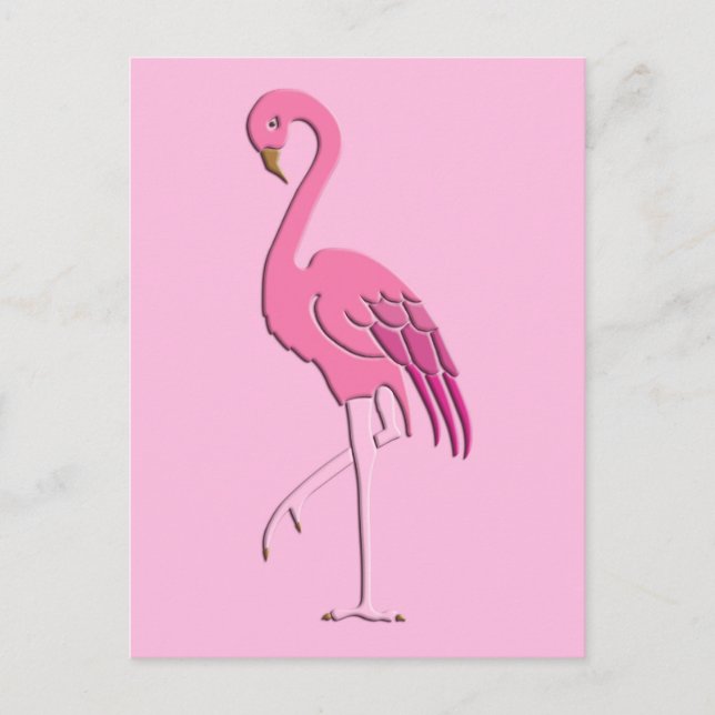 Postal Flamingo rosa bonito (Anverso)