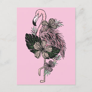 Postal Flamingo rosa color personalizado