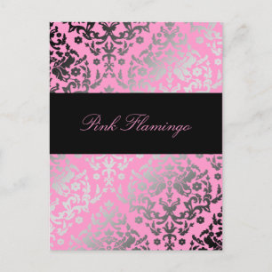 Postal Flamingo rosa Damask deslumbrante de 311