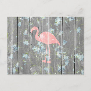 Postal Flamingo rosa Floral Gris Rústico Fotografía de ma