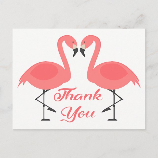 Postal Flamingo Rosa Gracias Boda Tropical Amor (Anverso)