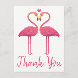 Postal Flamingo Rosa Gracias Boda Tropical, Novia