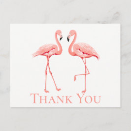 Postal Flamingo rosa Gracias Boda tropical verano