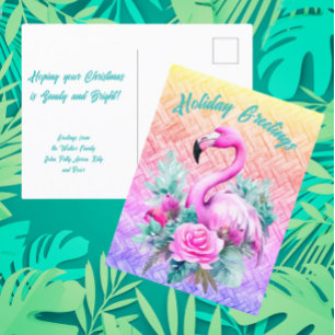 Postal Flamingo Tropical Rosa Personalizado Thrifle