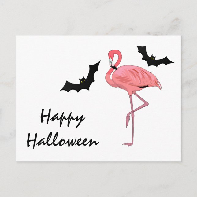 Postal Flamingo Vampire Bats Halloween (Anverso)