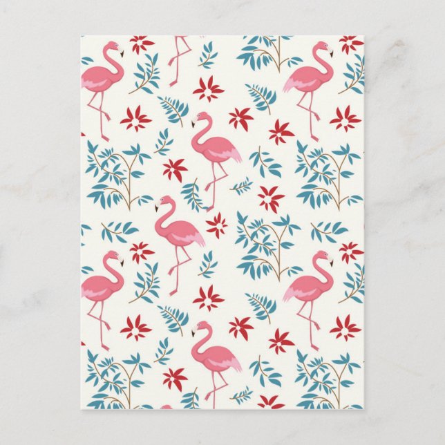 Postal Flamingo Y Flores (Anverso)