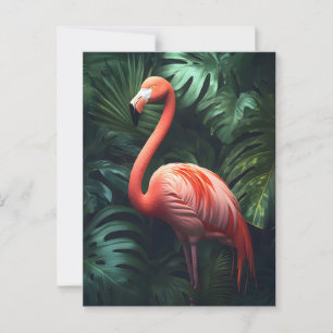 Postal Flamingo y hojas de selva