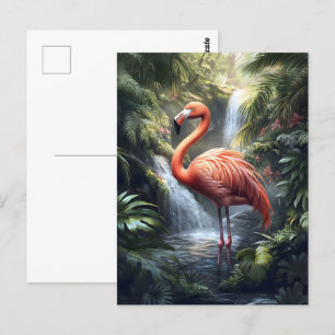 Postal Flamingo y la cascada de la jungla