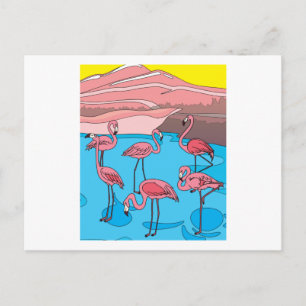 Postal Flamingos divertidos y coloridos Naturaleza libre