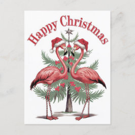 Postal Flamingos Navidades felices verano