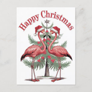 Postal Flamingos Navidades felices verano