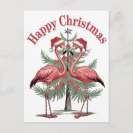 Postal Flamingos Navidades felices verano