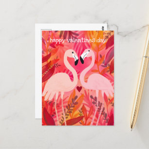 Postal Flamingos PINK STIMKLED Valentine