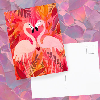 Postal Flamingos PINK STIMKLED Valentine