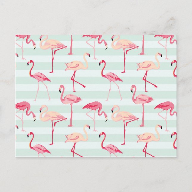 Postal Flamingos Retro En Tiras De Mint (Anverso)