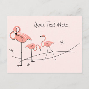 Postal Flamingos Trío rosa Postcard