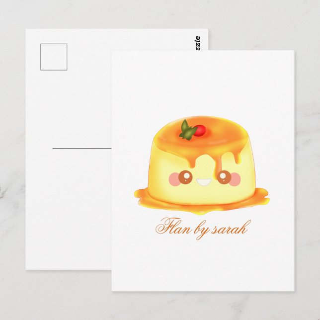 Postal Flan Española De Caramelo Suave Y Cremosa (Anverso / Reverso)