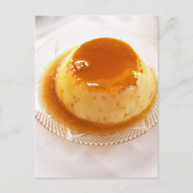 Postal flan tipo pudín con caramelo (Anverso)