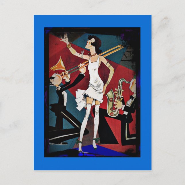 Postal Flapper en una banda de jazz (Anverso)