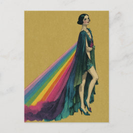 Postal Flapper retro en Cabo Arcoiris