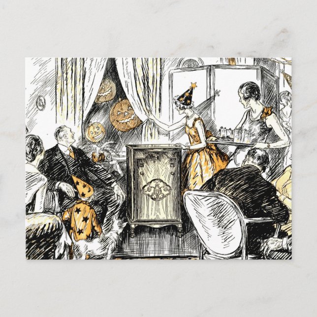 Postal Flappers de cosecha de halloween (Anverso)