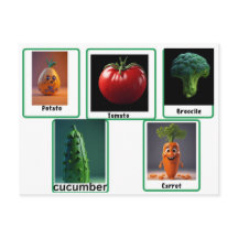 Flashcards de lectura de garrapatas, vegetales par