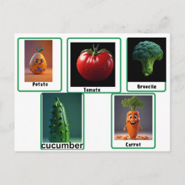 Postal Flashcards de lectura de garrapatas, vegetales par