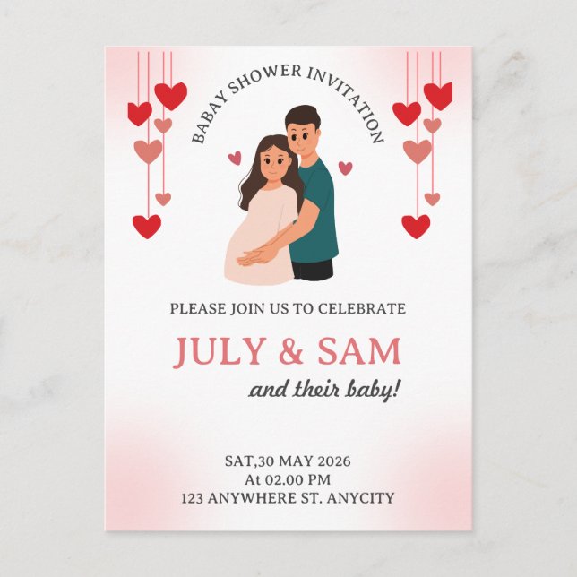 Postal Flat Card- baby shower card invitation (Anverso)