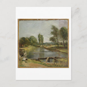 Postal Flatford Lock, 1810-11 (aceite sobre papel sobre l