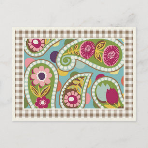 Postal Flatter Paisley - Aqua-Postcard