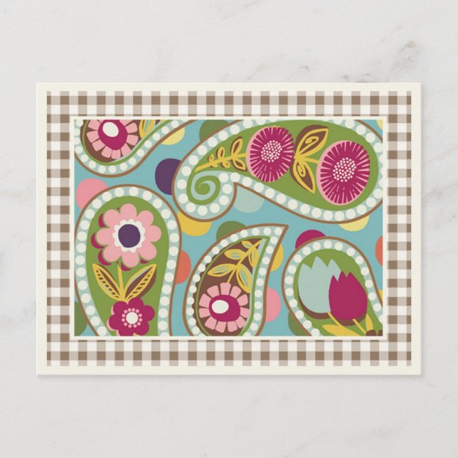 Postal Flatter Paisley - Aqua-Postcard (Anverso)