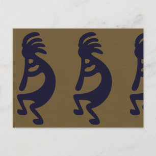 Postal Flauta Jugando a la figura de Kokopelli - Negro so