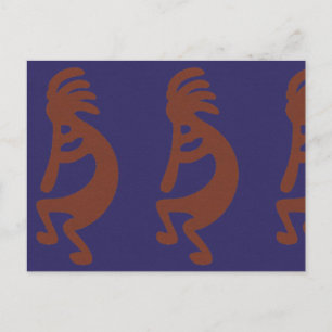 Postal Flauta Jugando a la figura de Kokopelli - Rojo roj